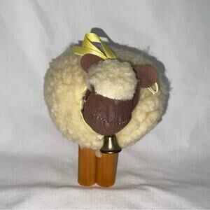 VTG DEPT 56 LE MOUTON CUTE SHEEP LAMB FIGURINE YELLOW RIBBON PLUSHY FOLK 1983